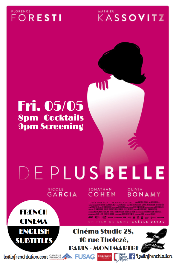 Flyer1 - Cinema night 'DE PLUS BELLE' w/ Eng. Subs + Cocktail - Lost in Frenchlation